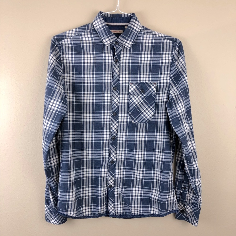 Jeremiah Blue Plaid Casual Button Down Shirt